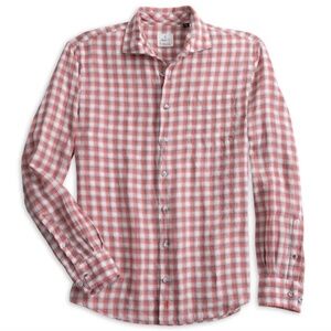 johnnie-O Rogan Button Up Shirt Bandana Medium Light Red Tan Brown Plaid NWT